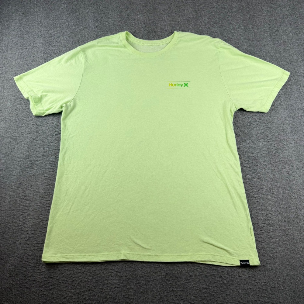 Hurley T-Shirt Men's Large Lime Green Everyday Washed Graphic Short‎ Sleeve Tee